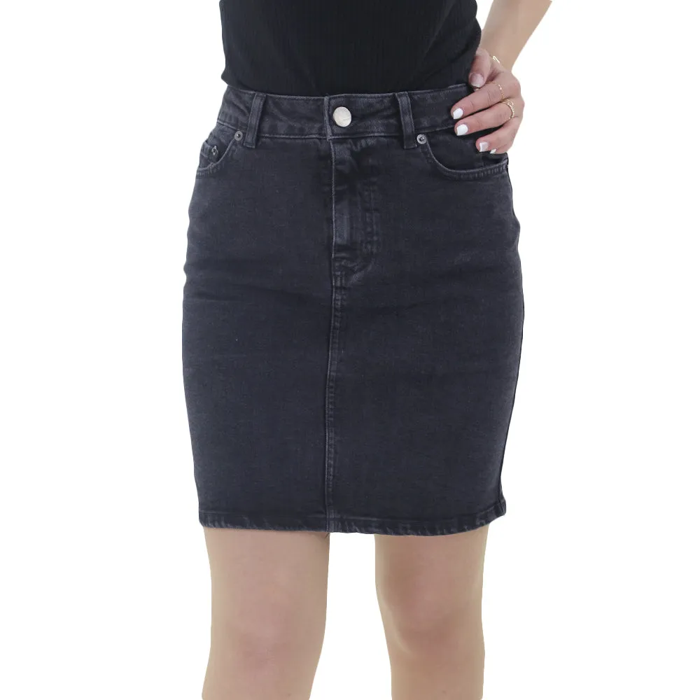 Women's Plain Solid Skirt,Black Contrast Stitching Floral Pattern