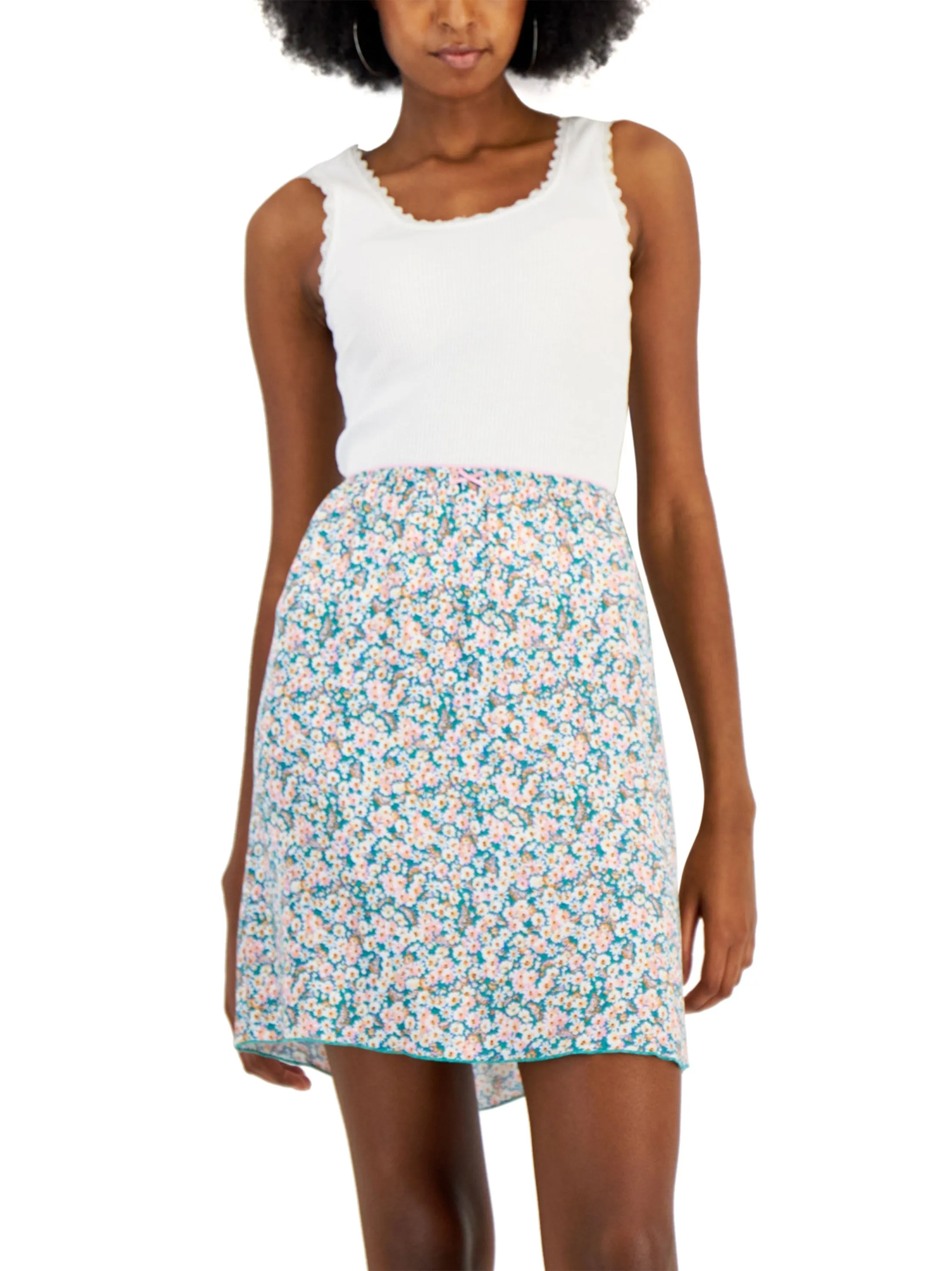 Women's Picot-Trim Floral Printed Skirt,Multi Eco Friendly Seasonal Drop