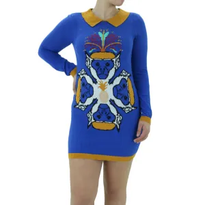 Work Vibe Perfect For Any Occasion Women's Graphic Print Casual Dress,Indigo/Mustard