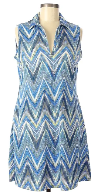 Sport Haley Sleeveless Dress in Blue & White Pattern Size M  MSP$ Lined interior