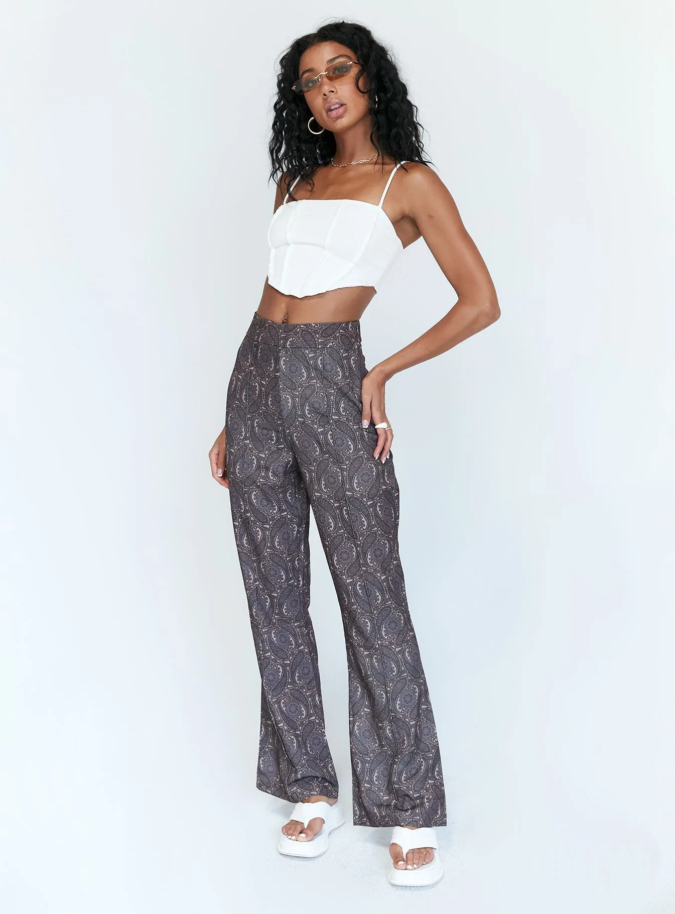 Jensen Paisely Pants Brown Machine washable