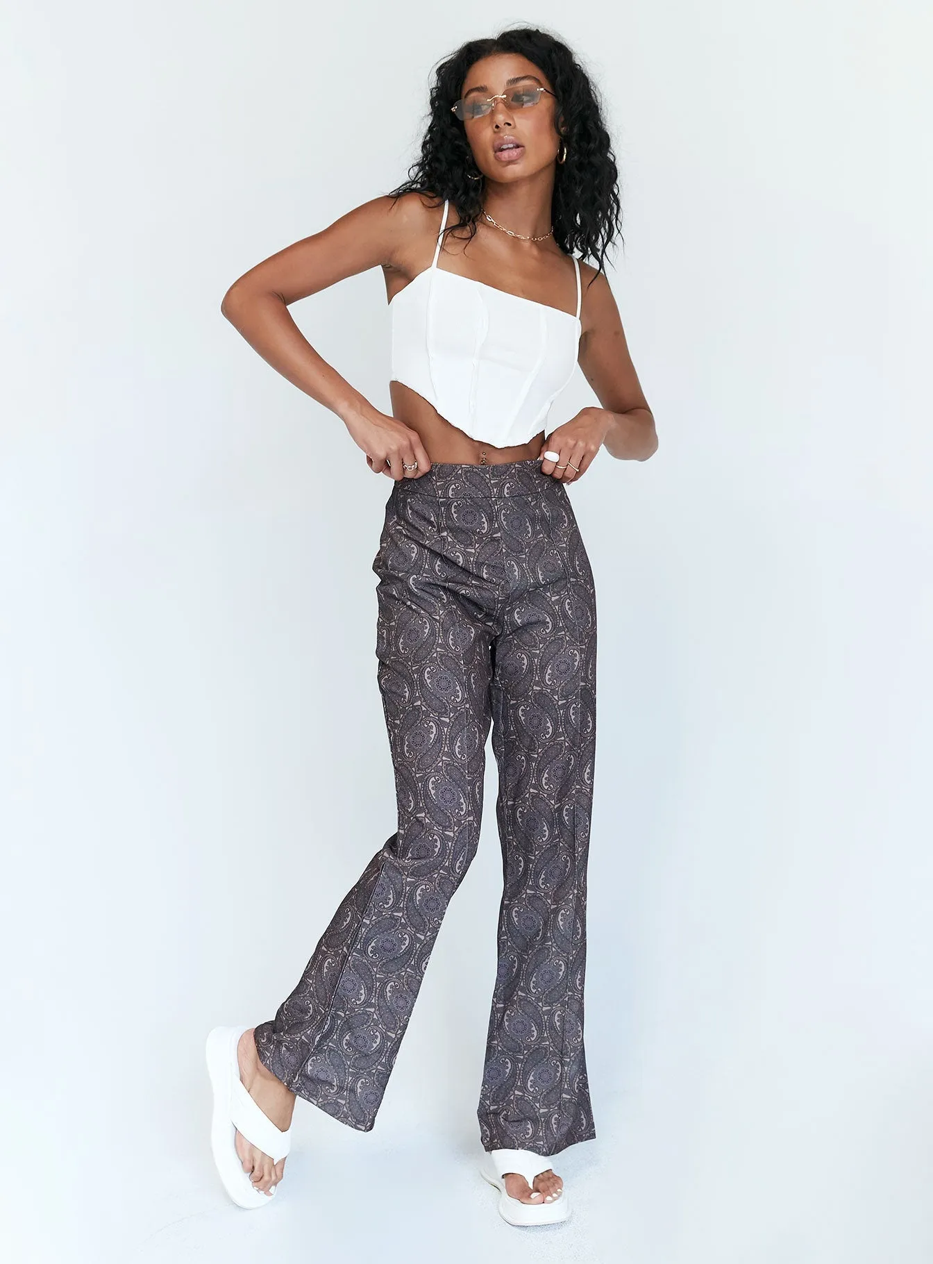 Slim Look Fit Jensen Paisely Pants Brown