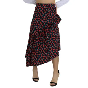 Women's Floral Ruffle Midi Skirt,Black Light Moodboard