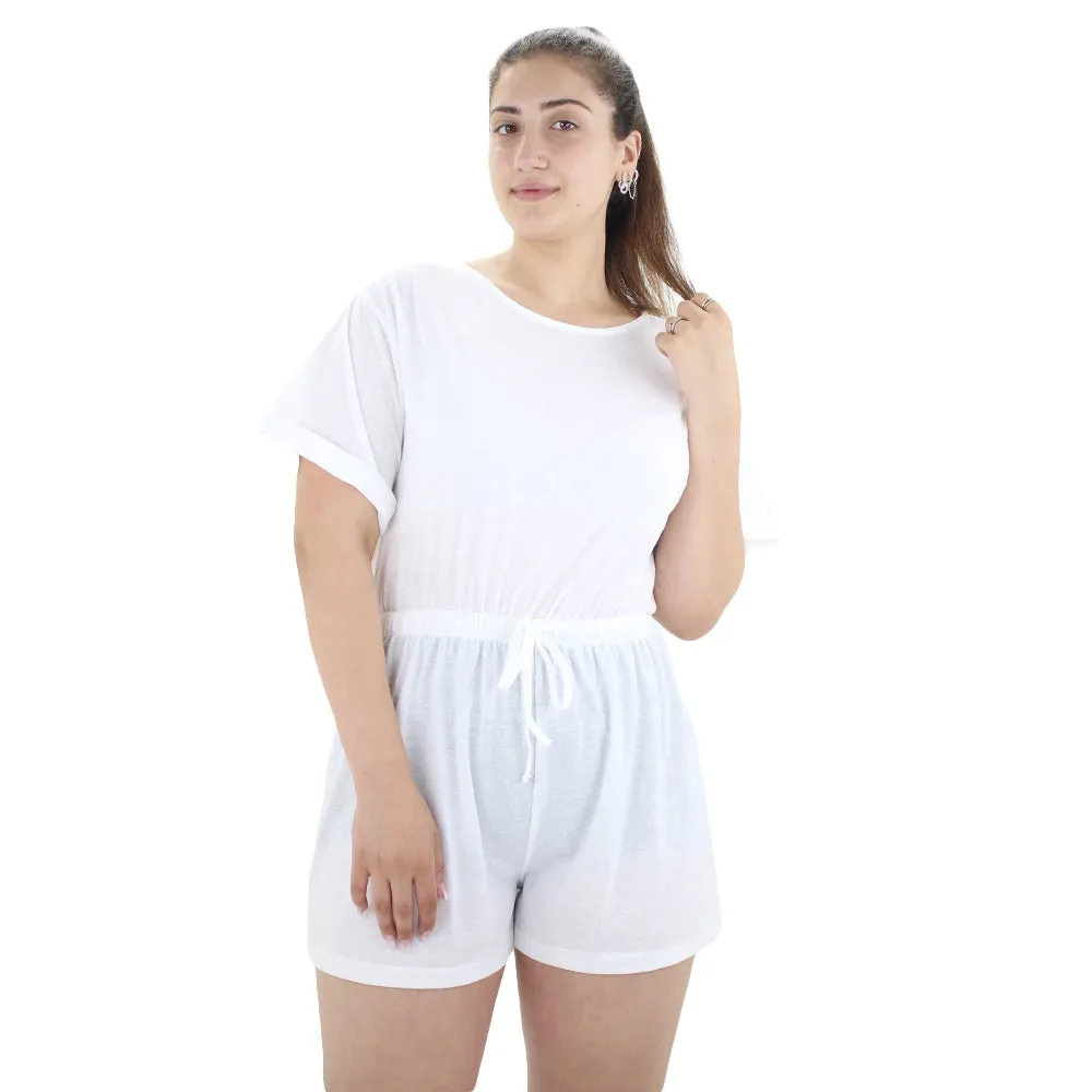 Dinner Comfy Smart Dancer Women's Plain Casual Open Back Jumpsuit,White