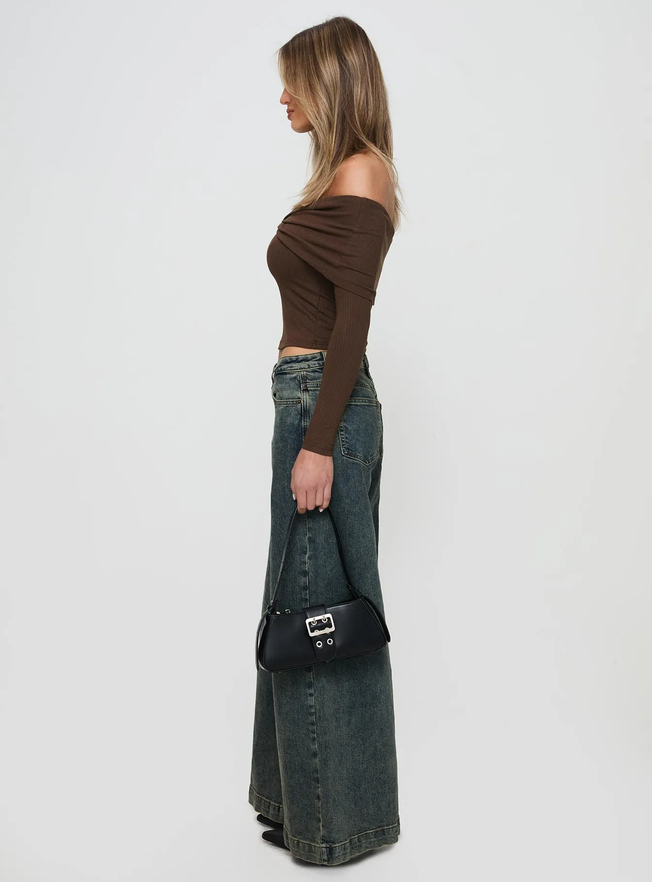 Ziggie Low Rise Baggy Jeans Antique Wash Dressy look