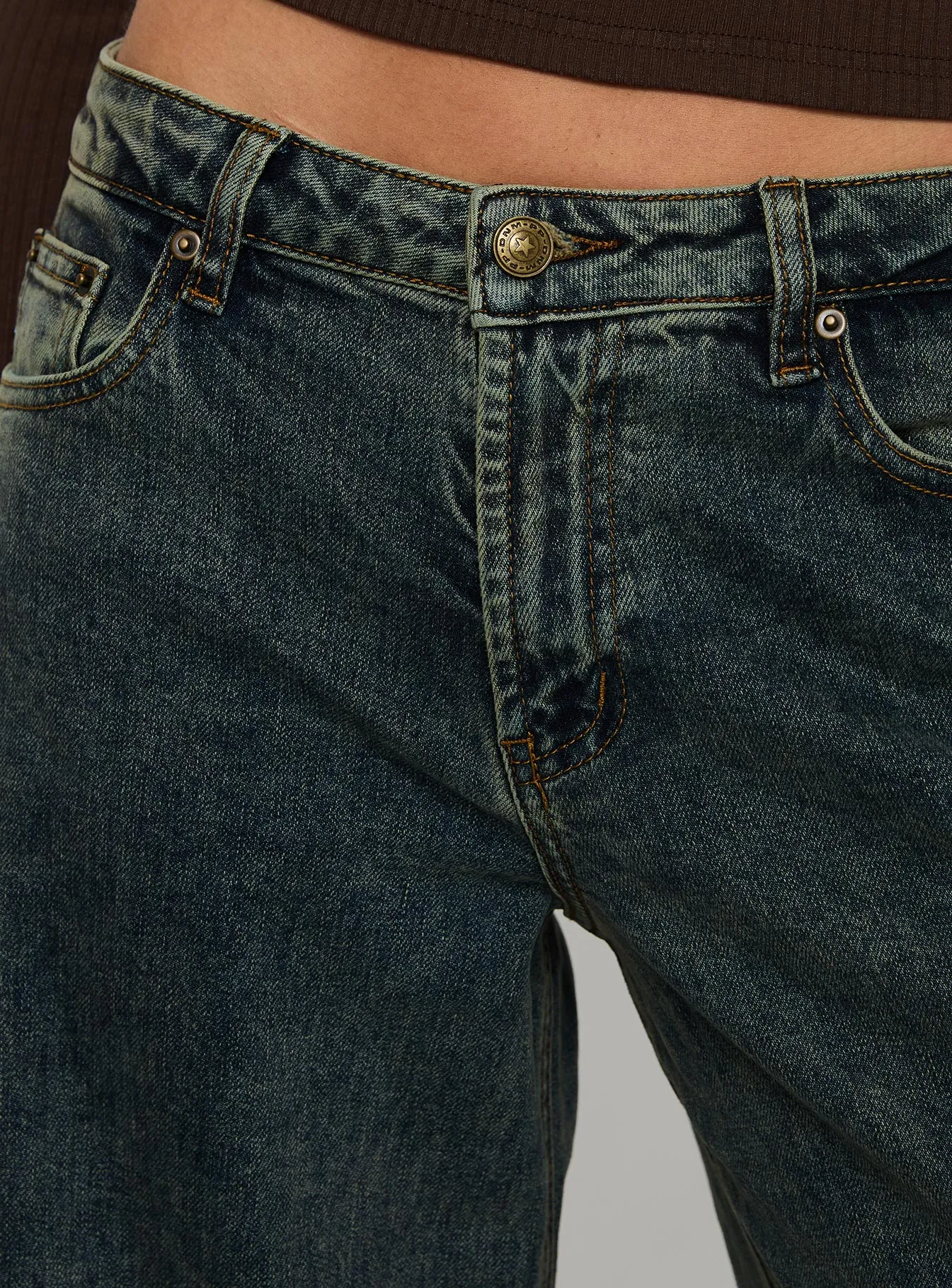 Ziggie Low Rise Baggy Jeans Antique Wash Casual Style