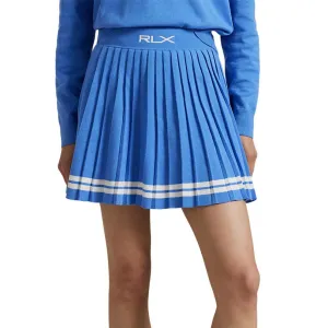 RLX Ralph Lauren Women's Knit Pleated Golf Skort - Summer Blue/White Tiered hem Vegan Material