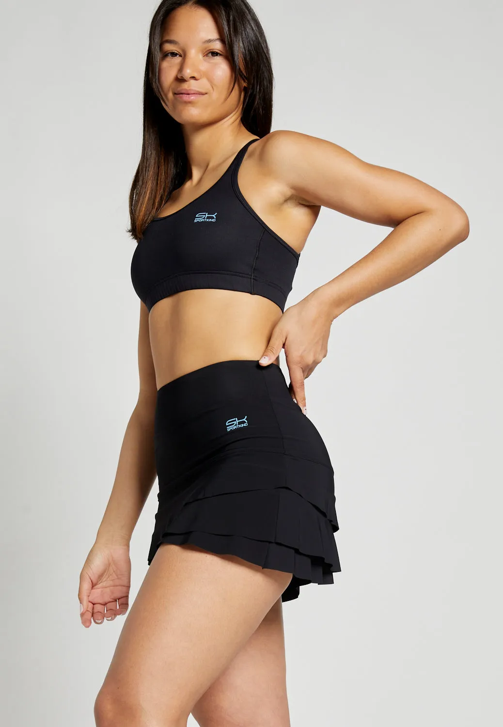 Spring Must Have Tulip Light Tennis Skort with Pockets, black