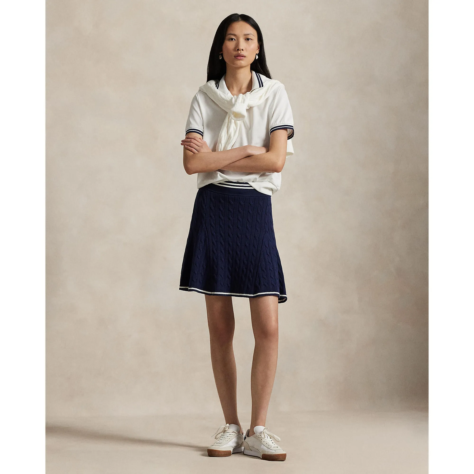 RLX Ralph Lauren Women's Knit A-Line Golf Skort - Refined Navy/White Splash Style Essential Weekend Outfit