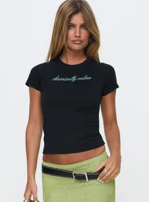 WrinkleFreeFabric Chronically Online Graphic Top Black