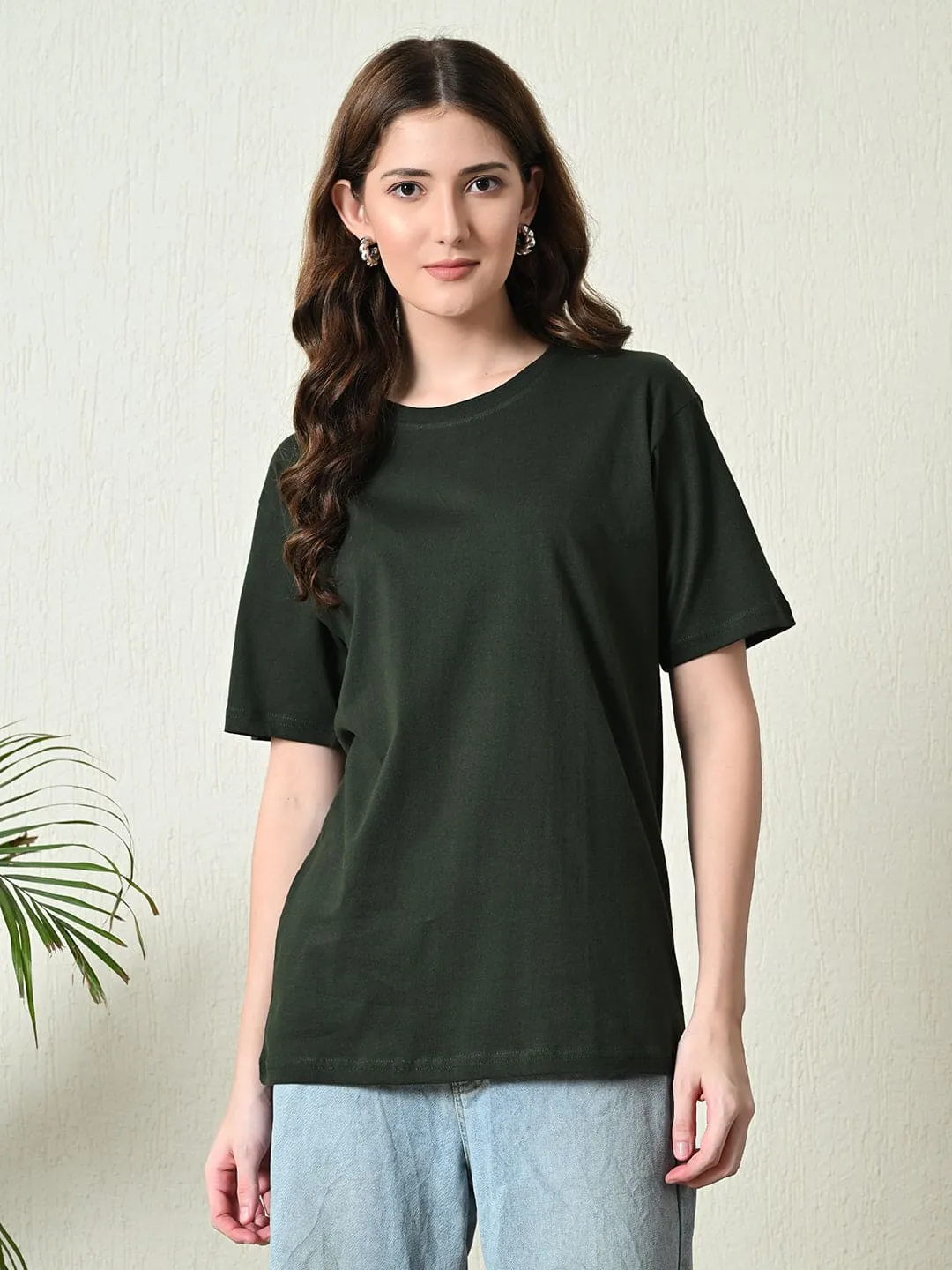 Timeless 100% Cotton Solid T-shirt- Bottle Green Premium Material Functional Fit