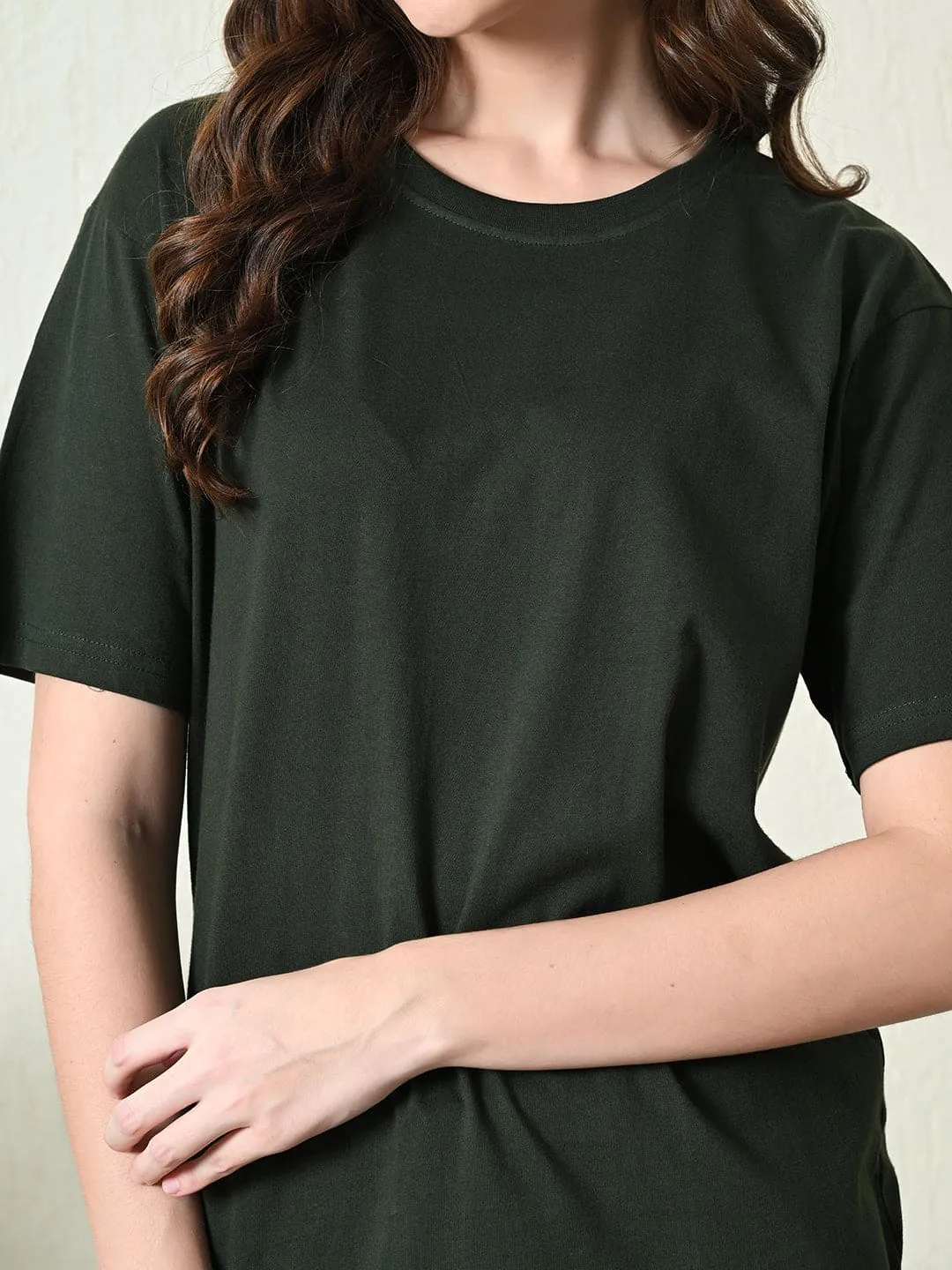 StretchFabric Casual Look Timeless 100% Cotton Solid T-shirt- Bottle Green