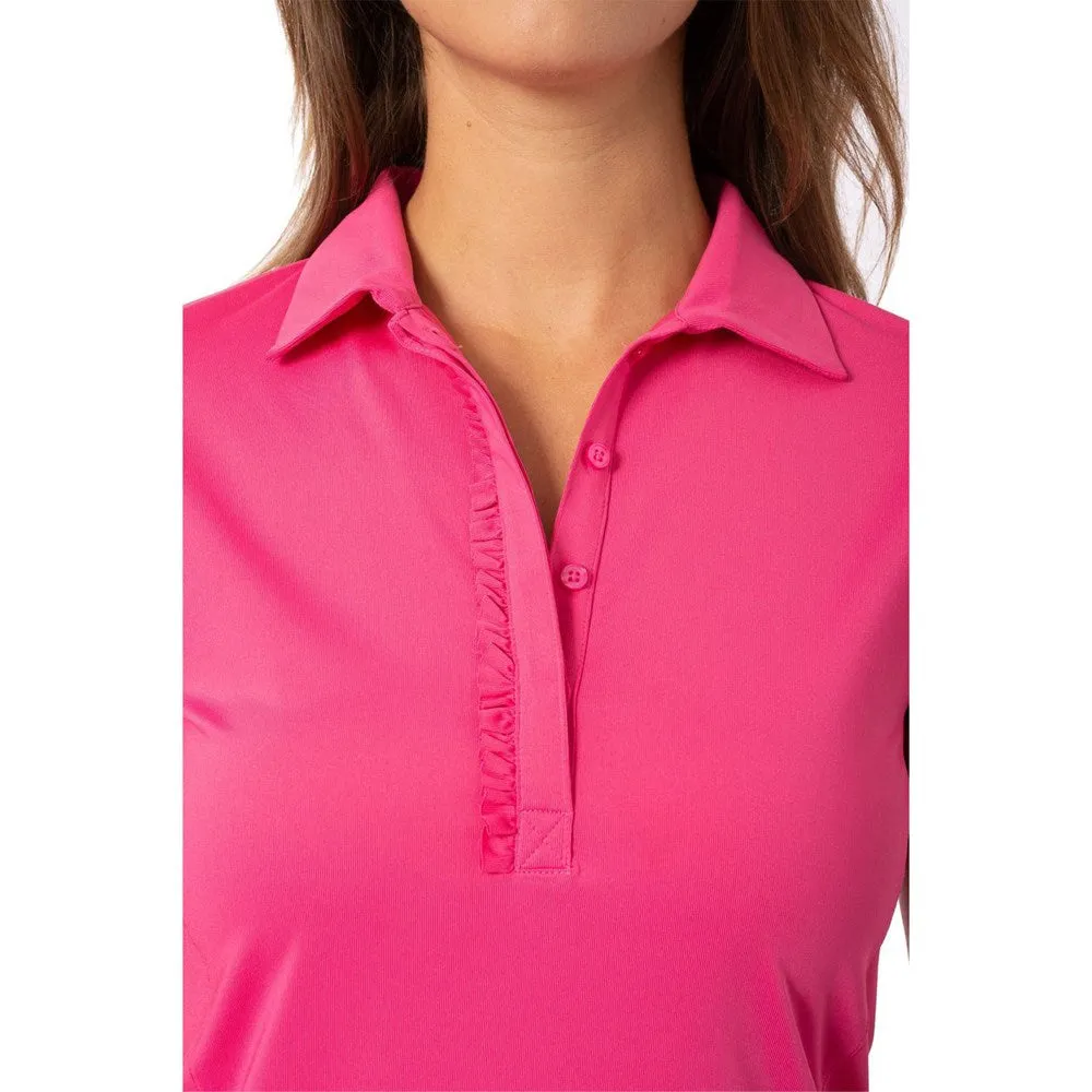 Golftini Women's Short Sleeve Ruffle Golf Polo Shirt - Hot Pink ReinforcedKnees