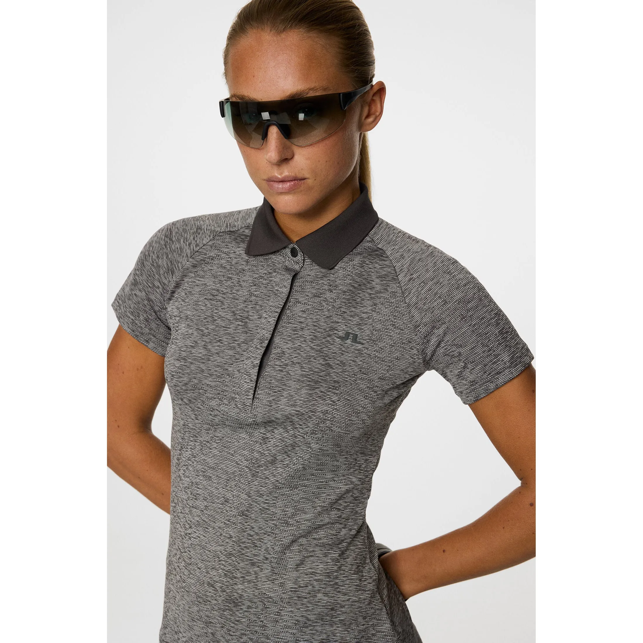 J.Lindeberg Women's Minnie Golf Polo Shirt - Dark Grey Melange African Bold