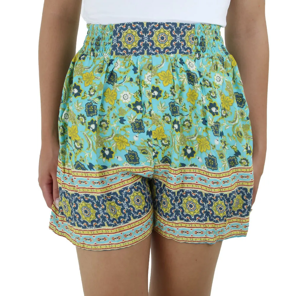 Women's High Wasit Printed Short,Multi Quick Dry Wear Fit All Purpose