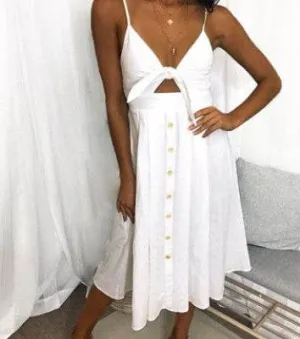 Women Summer cocktail dresses Spaghetti strap Midi Vacation Resort Sundress Heart Tone ElasticWaistband