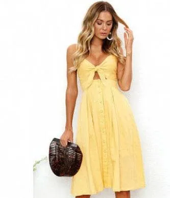 Movement Ready Casual Style Wear Women Summer cocktail dresses Spaghetti strap Midi Vacation Resort Sundress