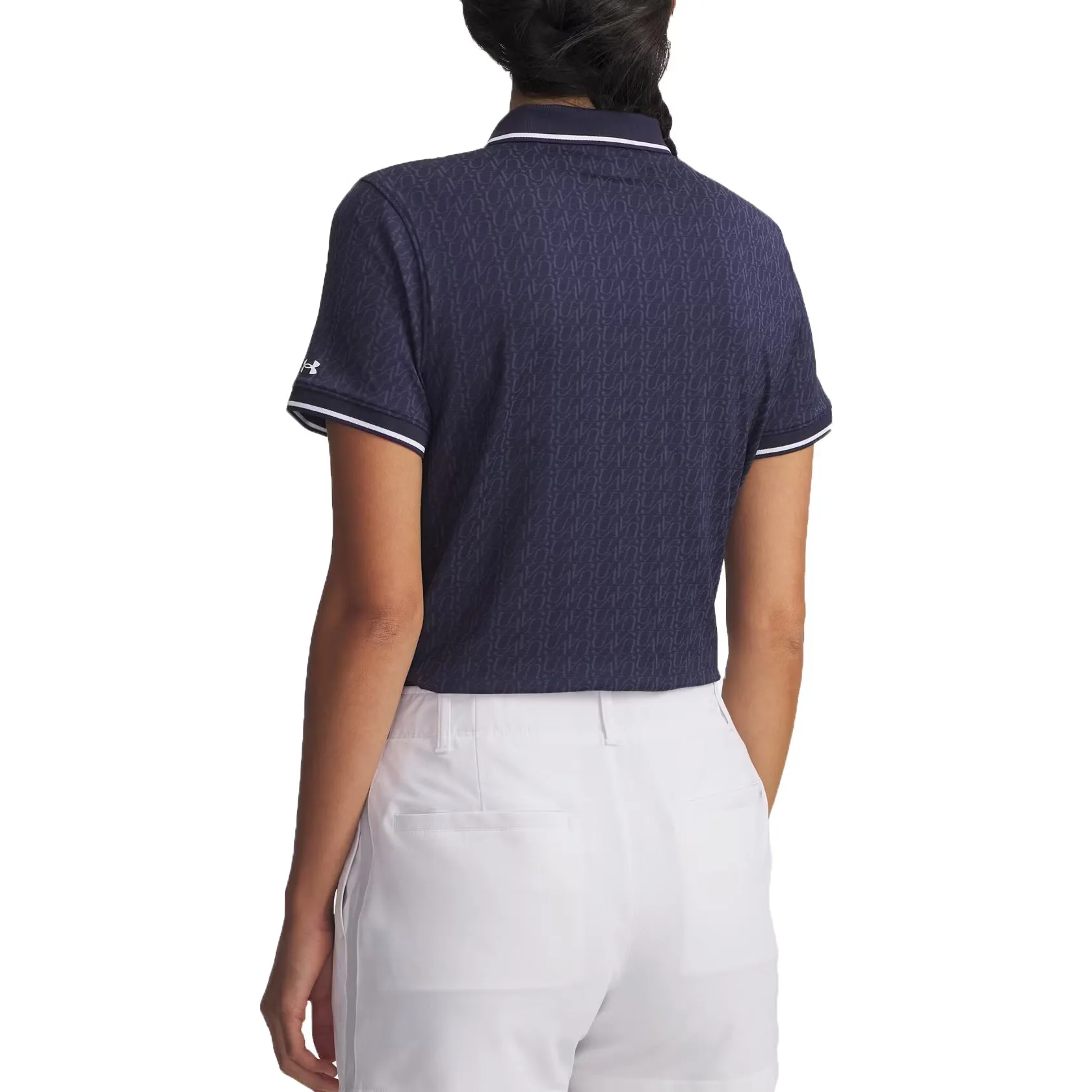 Under Armour Women's Drive Jacquard Golf Polo Shirt - Midnight Navy/White ButterSoftKnit MachineWashable