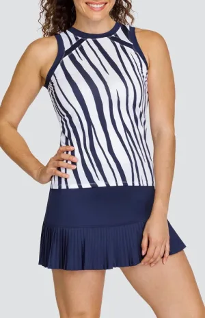 New Tail Activewear Queens Tennis Tank - Zebra Stripes MSP$89 soft fit Occasion Ready