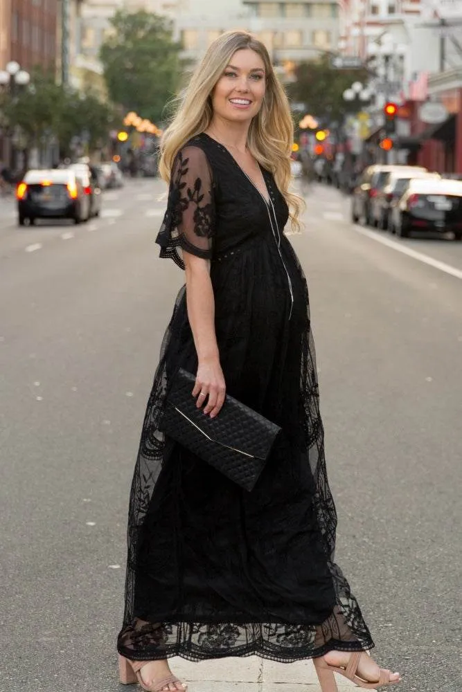 Polished office dress Relaxed Movement Maternity Dresses for Photo Shoot Summer V Neck White Lace Short Sleeve Pregnancy Dress Pregnant Women Photography Maxi Dress