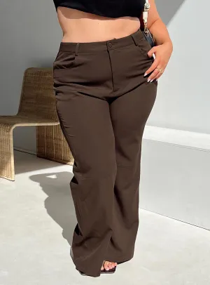 Lulu Pants Brown Curve Durable Hemming