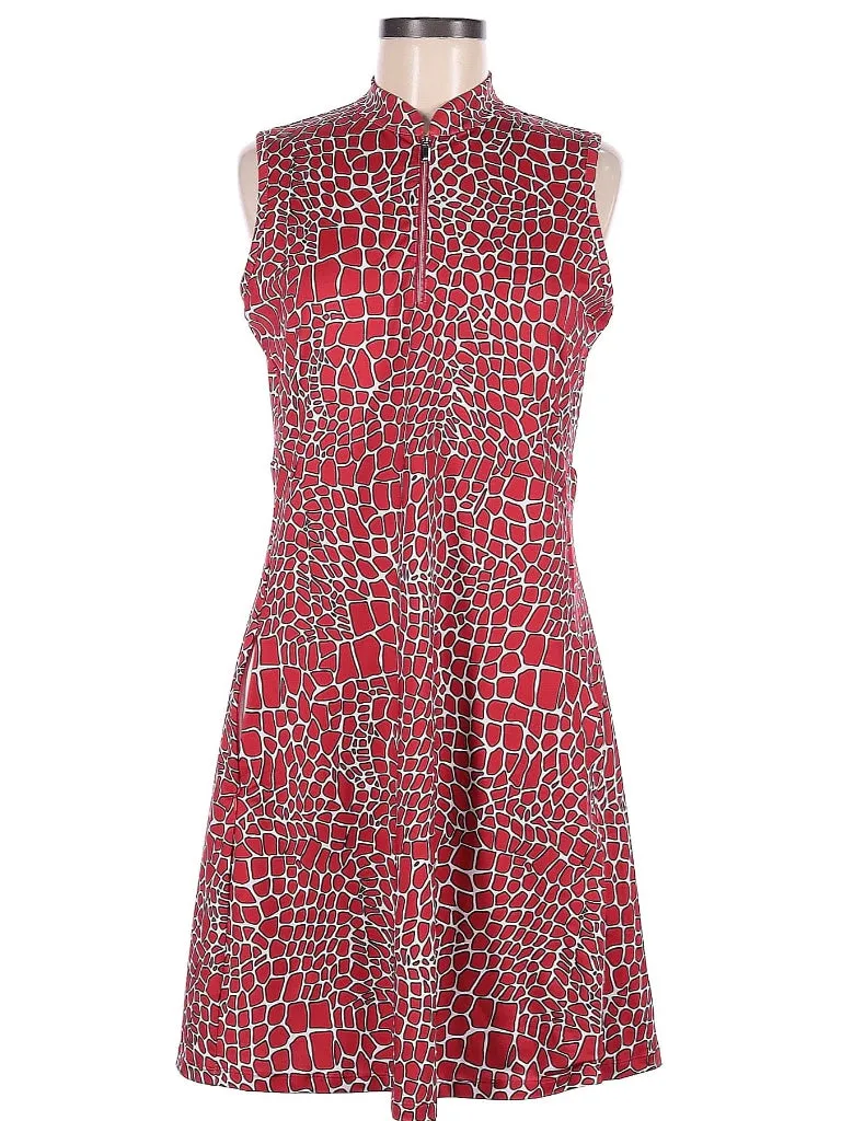 Tail Activewear Zip Mock Sleeveless Red Animal Print Golf Dress Size M MSP$100 Soft Feel Draped Layer