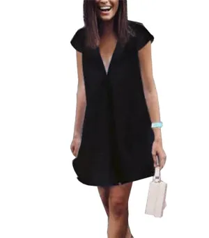 Women Casual summer day dresses V Neck summer mini dress Natural Layers Cozy Mood
