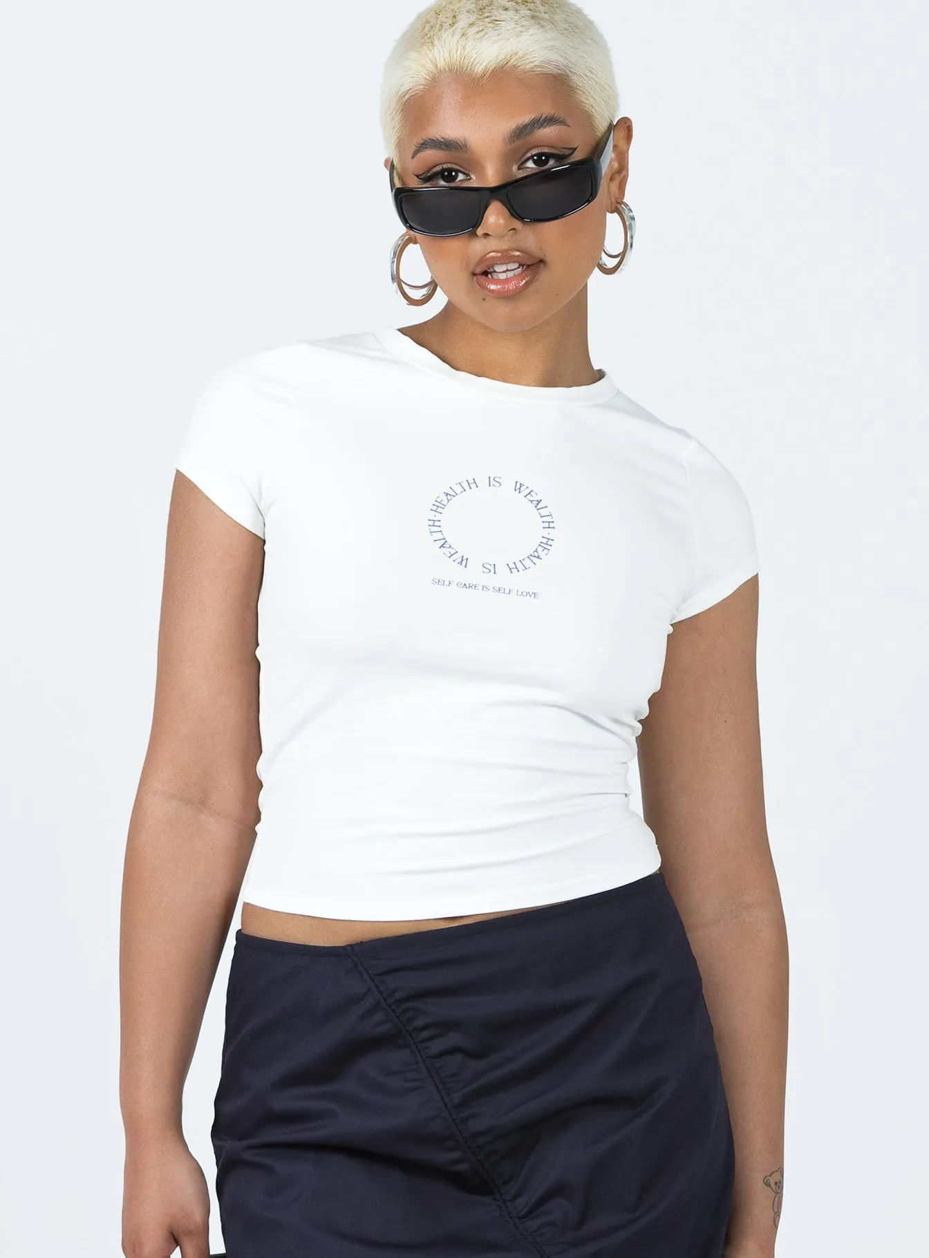 Health Is Wealth Top Ivory Casual Essentials Everyday Layering