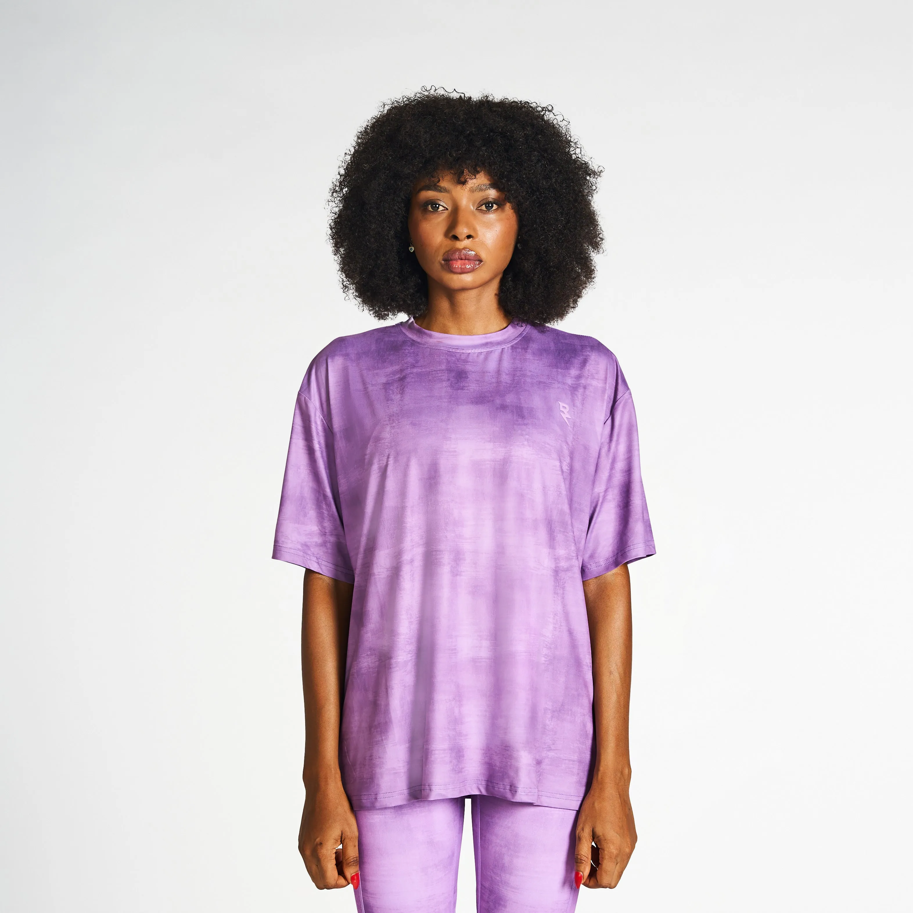 Comfortable Piece Wrinkle Resistant Printed Oversized Drop Shoulder Tee - Purple