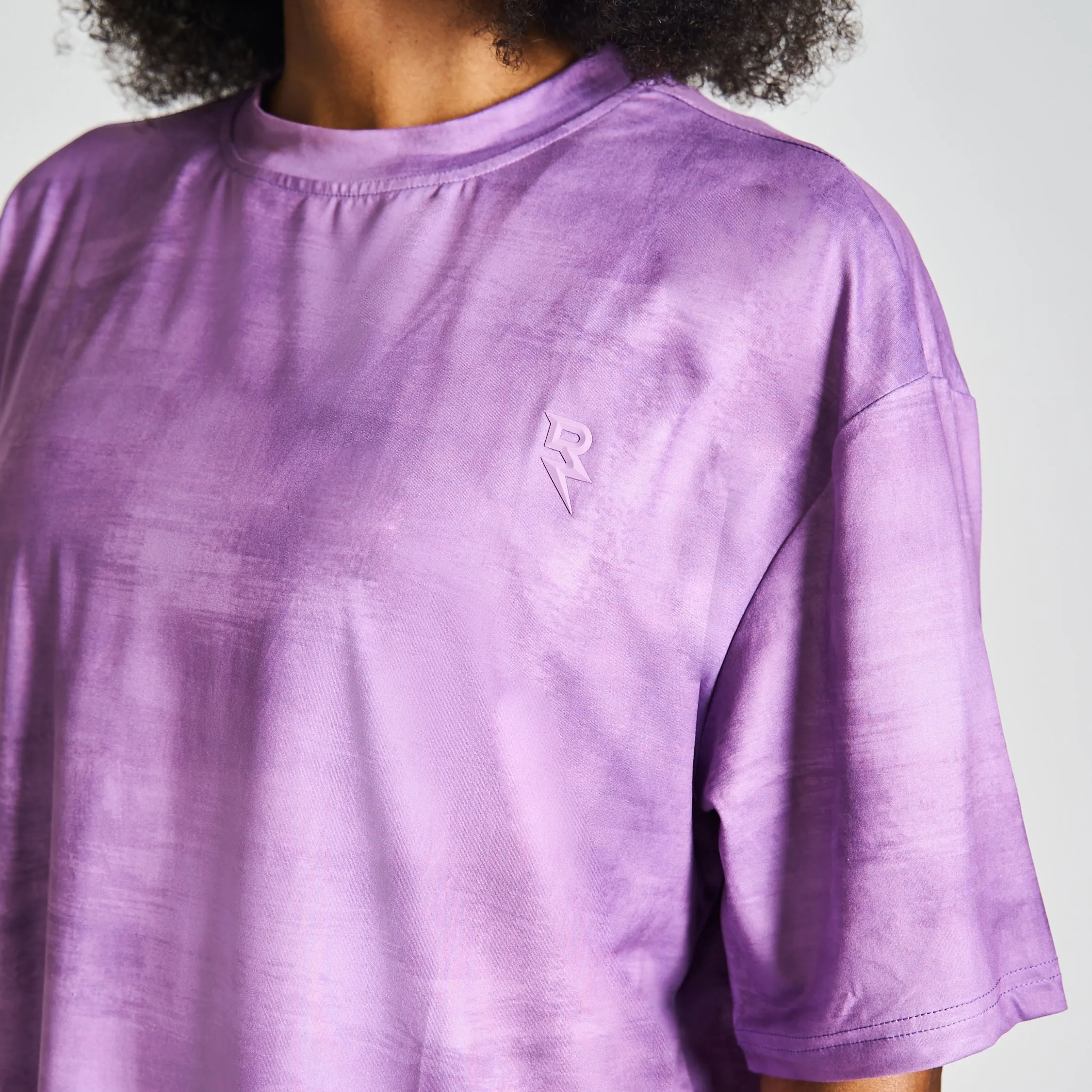 Printed Oversized Drop Shoulder Tee - Purple Essential Style Wear Breathable Comfort