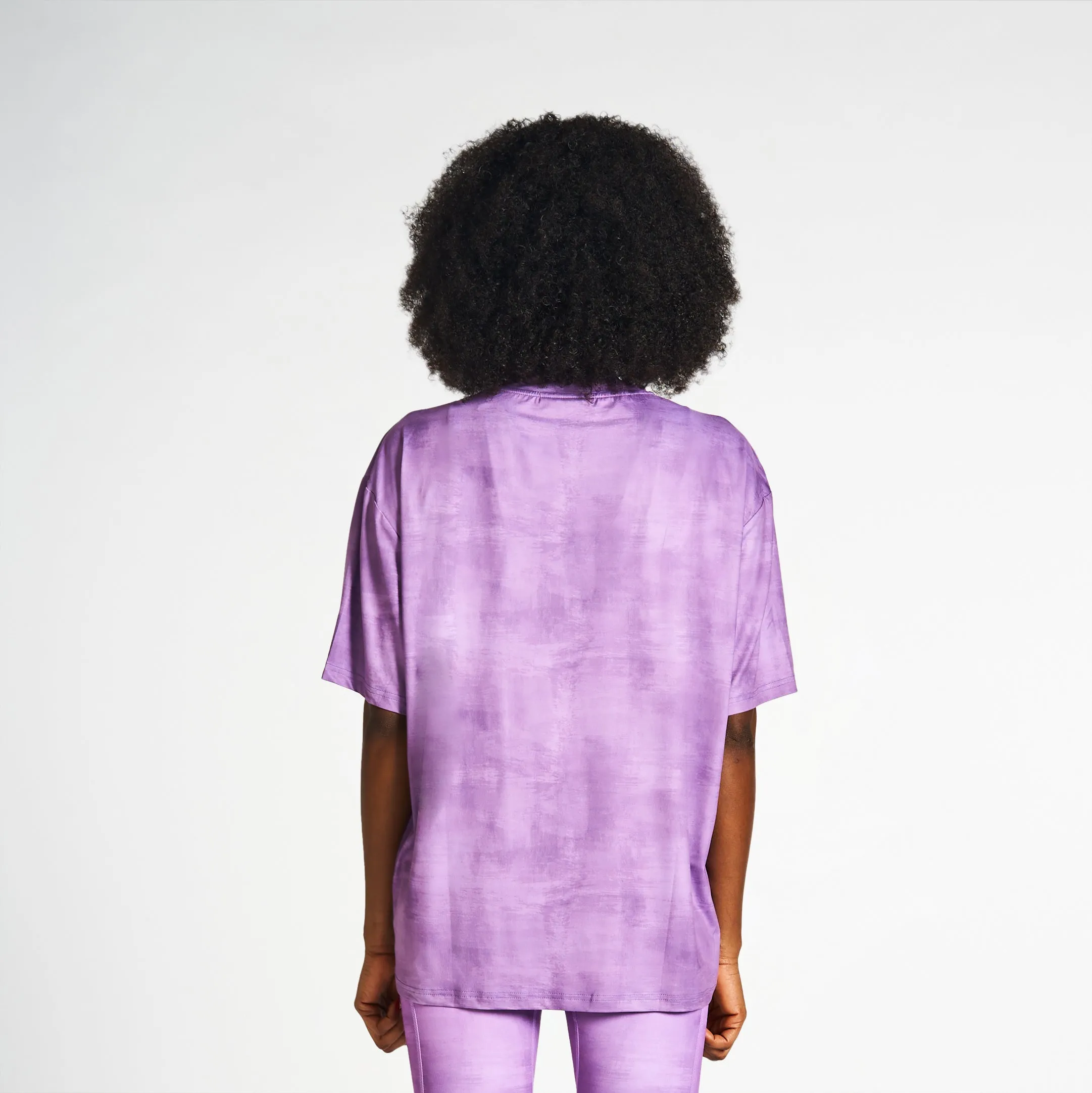 Breathable Flex Fit Printed Oversized Drop Shoulder Tee - Purple