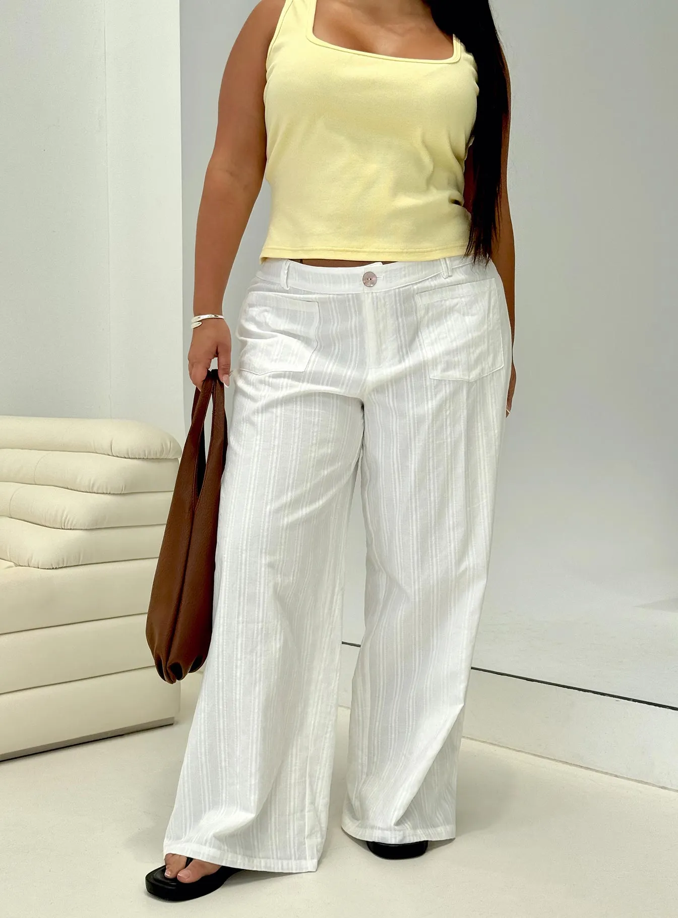 Daily Style Vendi Low Rise Pant White Curve