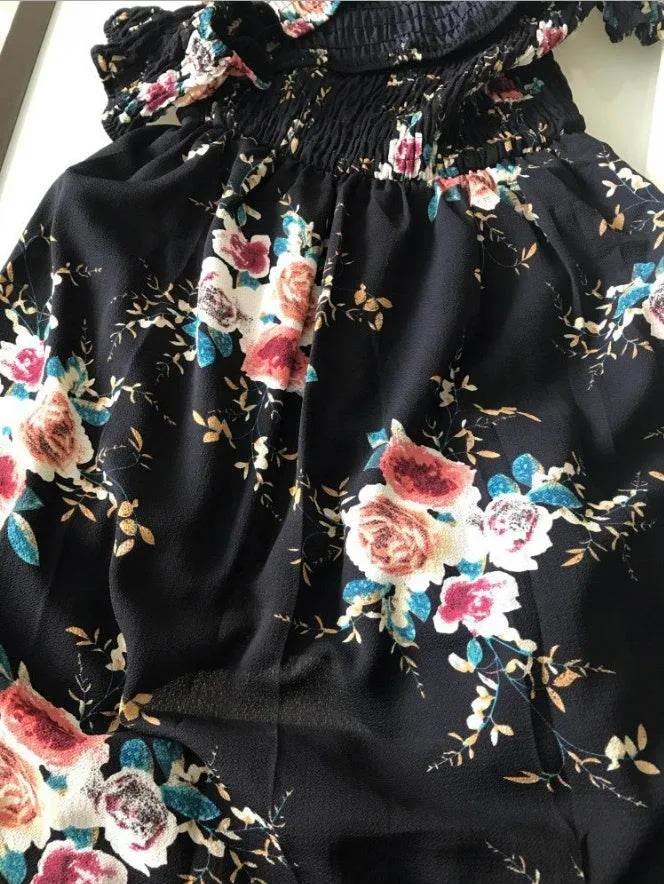 Elegant Ladies Summer Boho Vacation Resort Slit Maxi dress off shoulder Long floral Beach summer slit dress Breathable Wearable