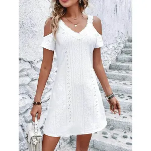 New Off-shoulder Short-sleeved Dress Fashion Summer Slimming A-line Dresses Casual Holiday Beach Dress For Womens Clothing Easy Vibe