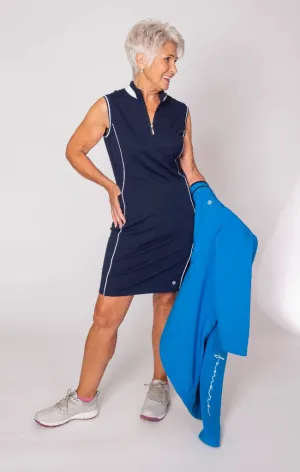 Fashion Layers SeamlessConstruction New Famara Sleeveless Structured Golf Dress - Navy MSRP$160