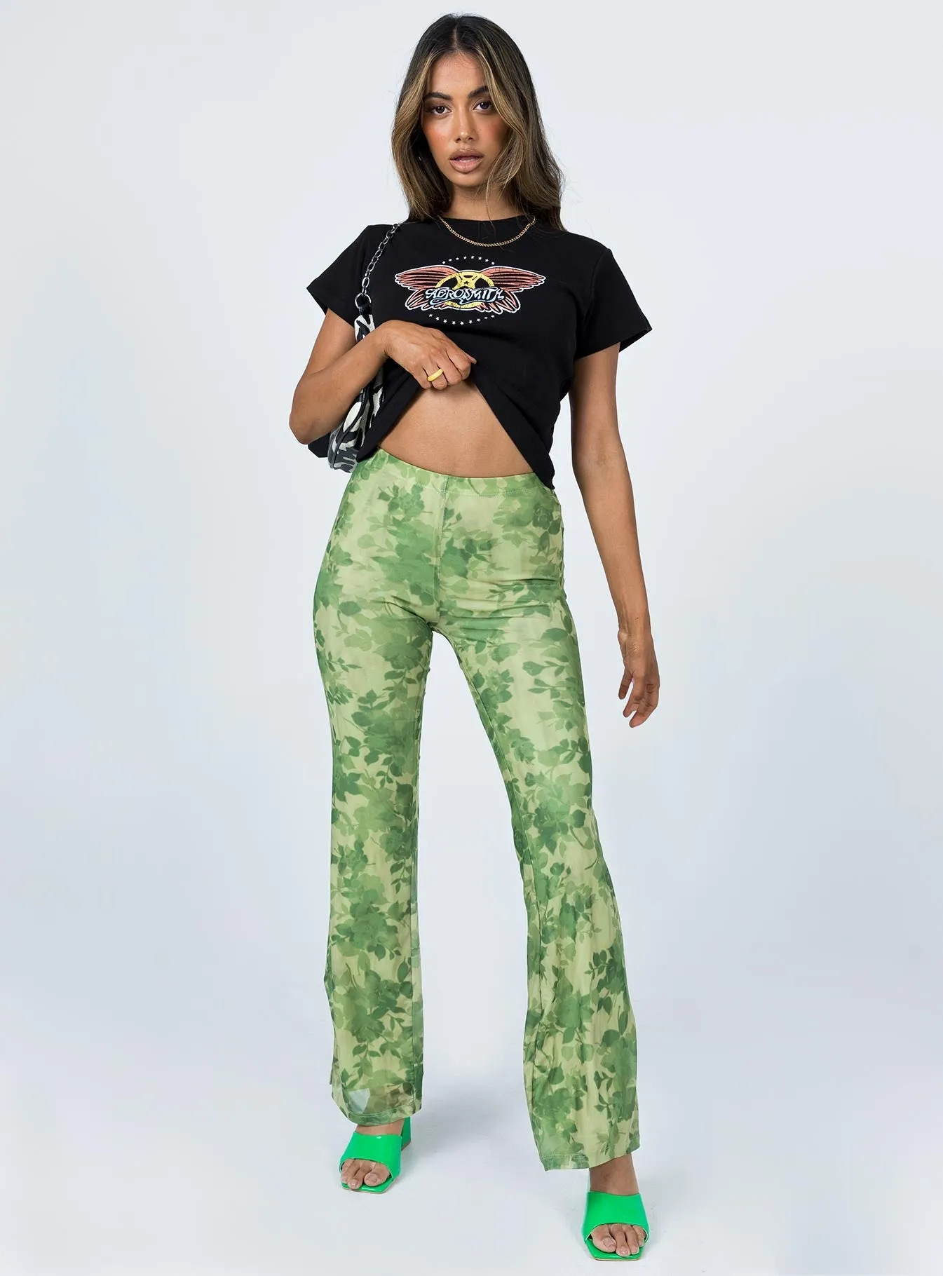 SmoothZipClosure Motel Heny Trouser Blurred Floral Green