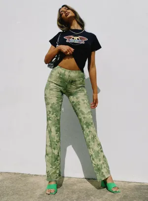 Motel Heny Trouser Blurred Floral Green Chill Comfort Wear