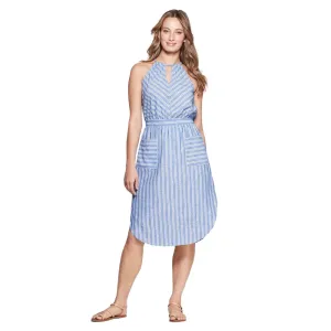 Special-Occasion Women's Striped Sleeveless High Neck Midi Dress,Blue