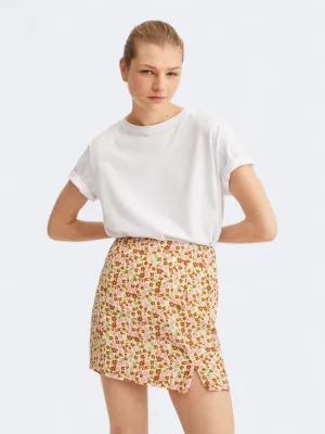 Women's Floral Printed Mini Straight Cut Skirt,Multi Elegant Feel Fresh Texture