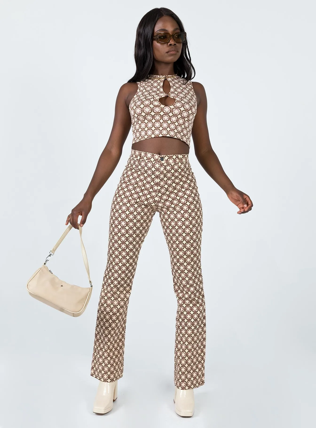 Relaxed Waist Motel Zoven Trouser Chain Tangle Beige