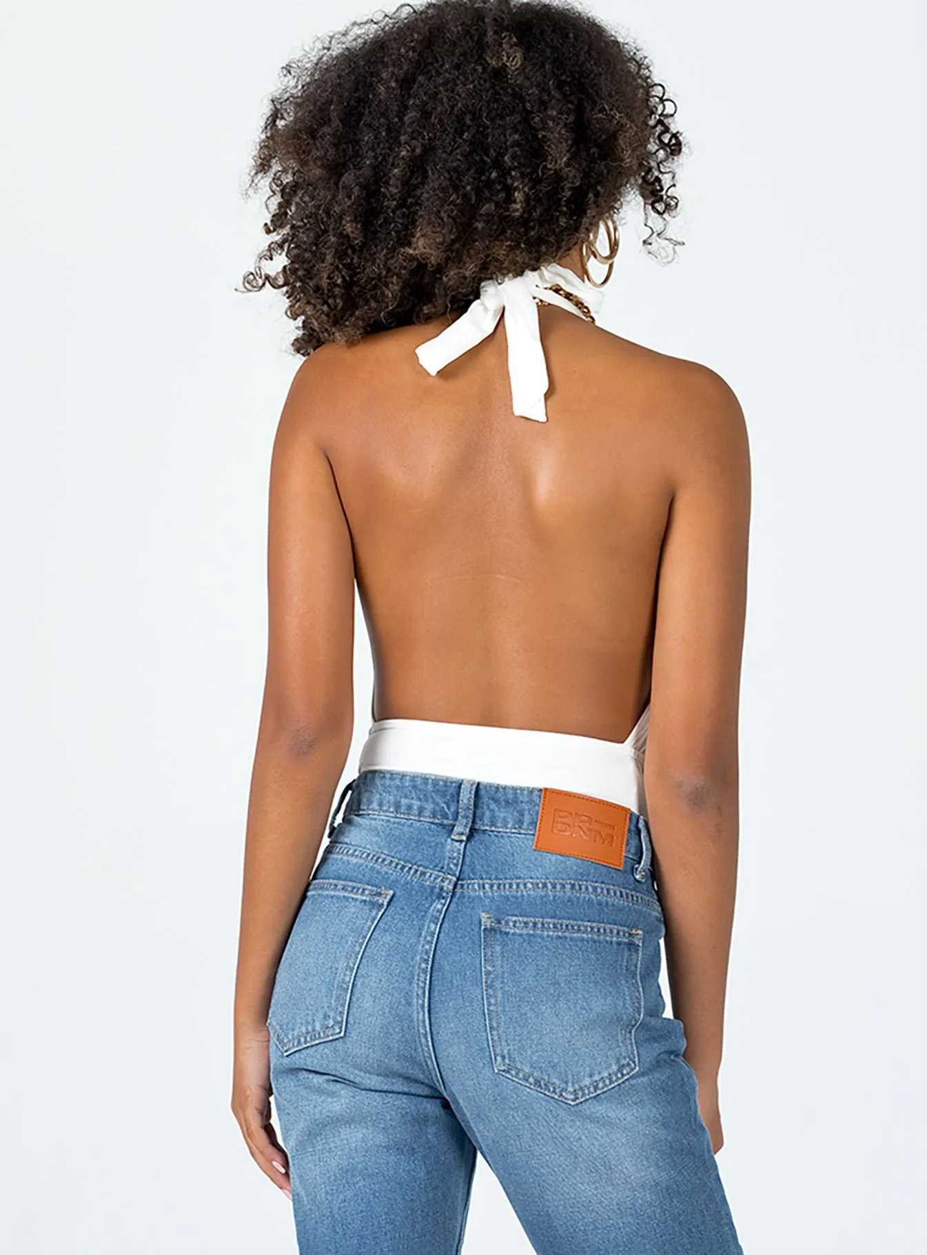 Allie Halter Bodysuit White racerback bodysuit long sleeve bodysuit