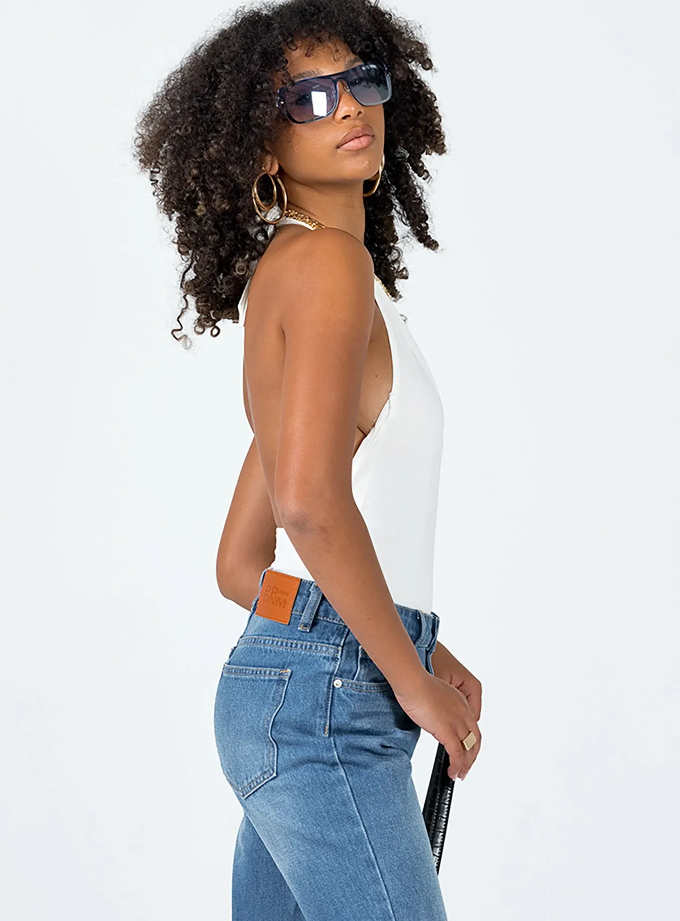 Allie Halter Bodysuit White leather bodysuit snake print bodysuit