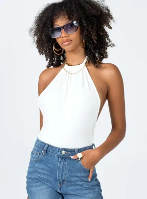 Allie Halter Bodysuit White pajama bodysuit lightweight bodysuit