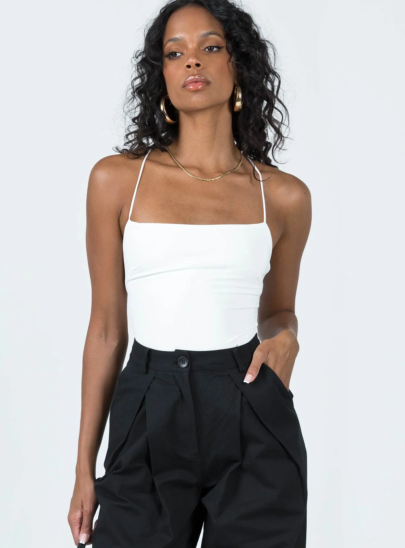 Karlah Bodysuit White high cut bodysuit silver bodysuit