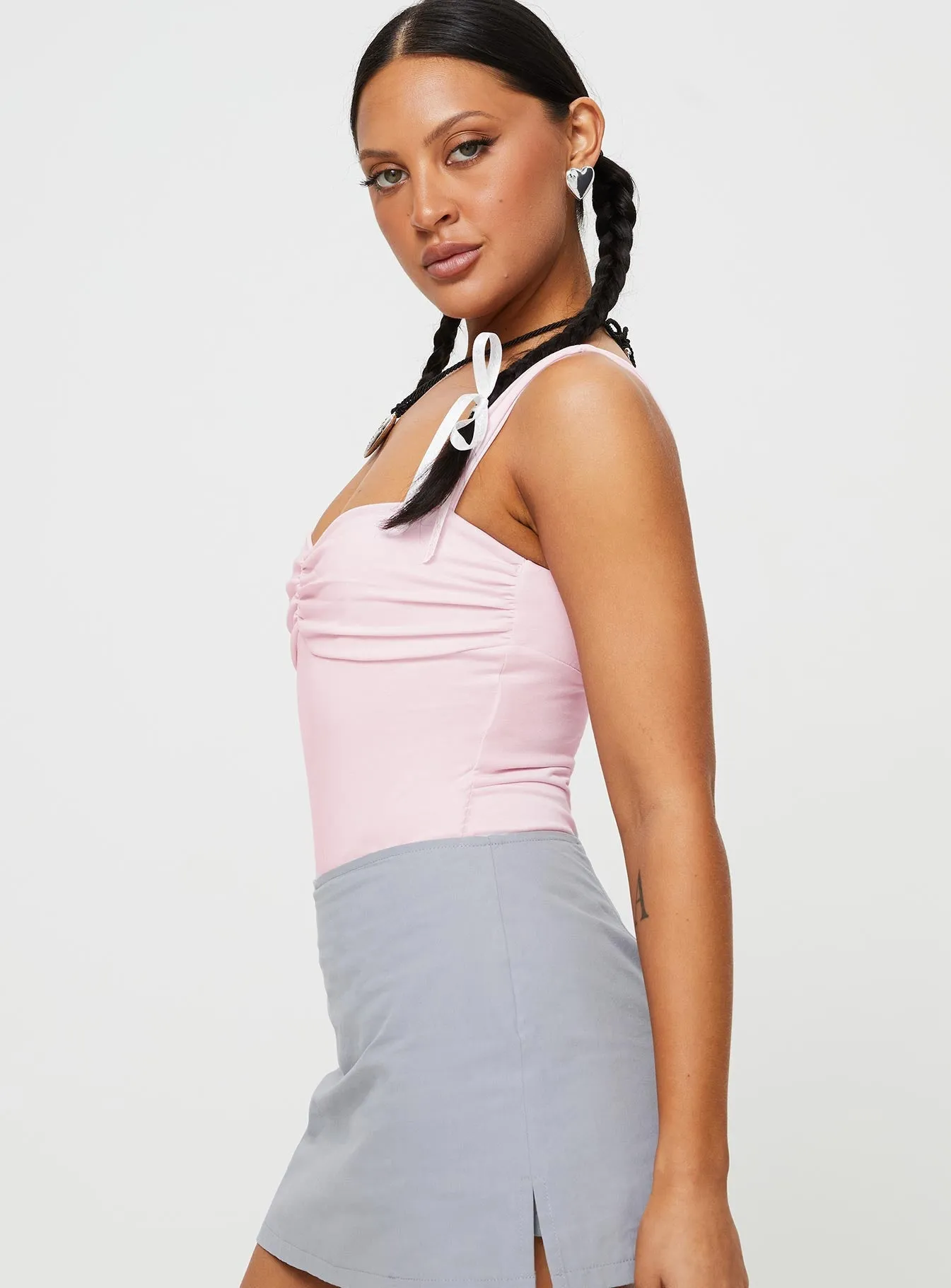 Kaylan Bodysuit Pink zipper bodysuit slim fit bodysuit