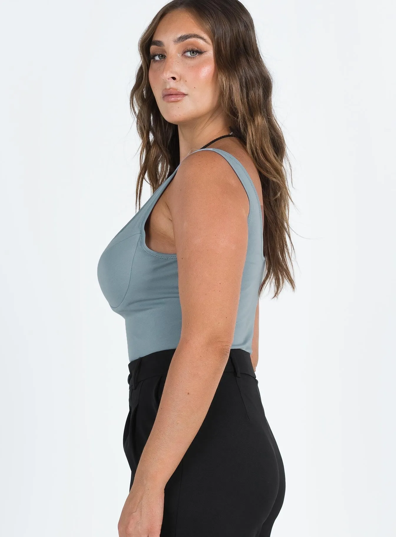 Wilana Bodysuit Grey stretchy bodysuit modern bodysuit