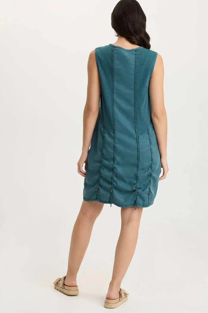 Easy Going XCVI KARIMA TANK DRESS - TEAL BLUE