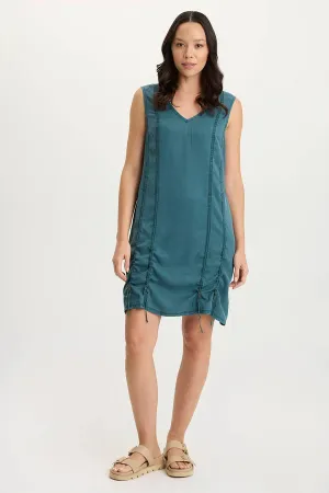Minimalist Waist Fit Vibe XCVI KARIMA TANK DRESS - TEAL BLUE