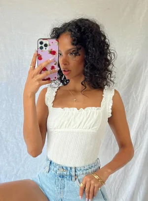 Farrand Pointelle Bodysuit Ivory nylon bodysuit