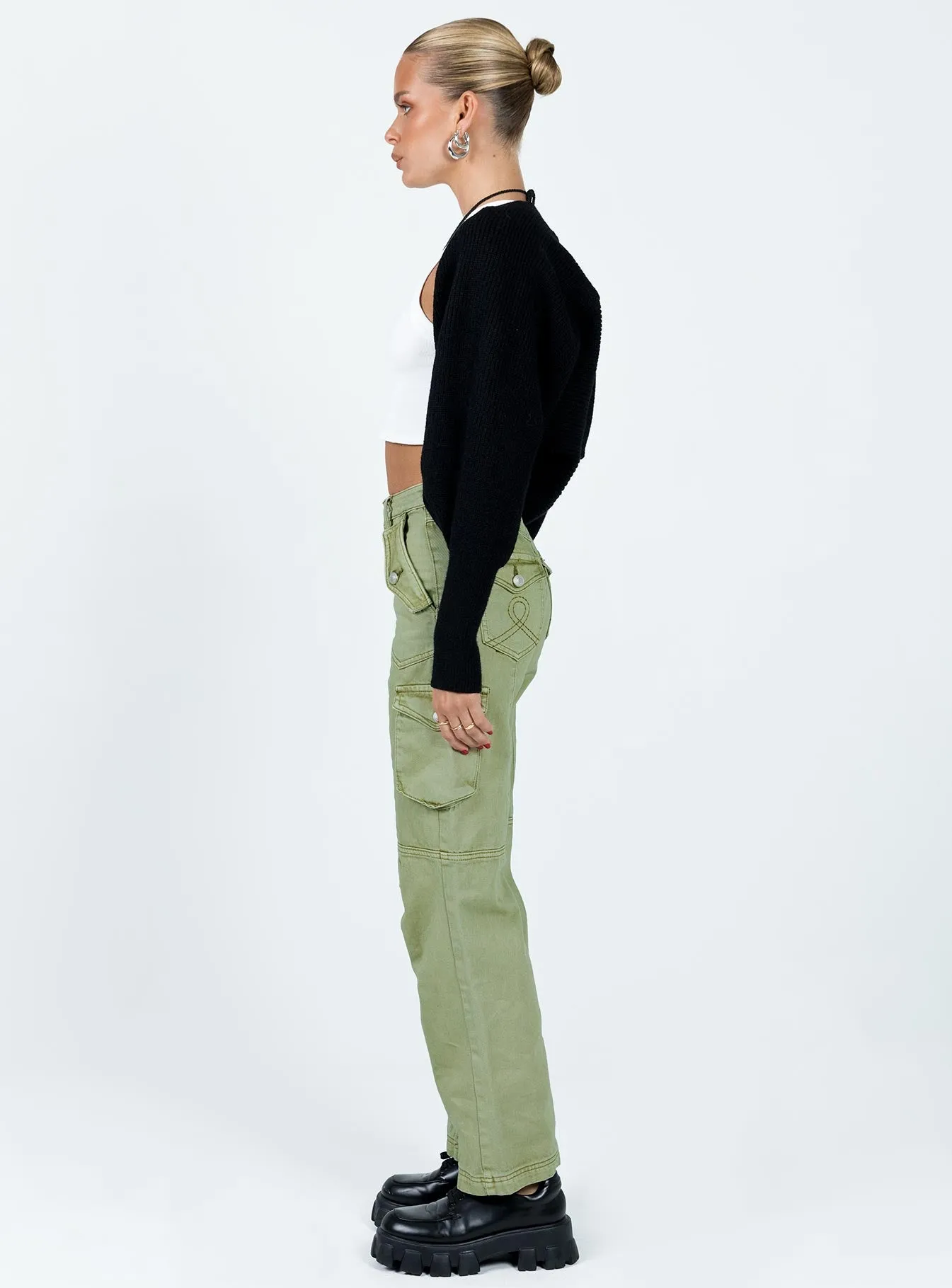 Oswell Cargo Pants Green Linen blend Relaxed Comfort Fit